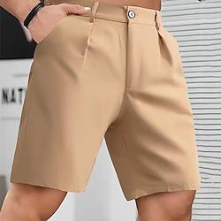 Men's Chinos Chino Shorts Button Pocket Plain Comfort Formal Party Work Fashion Classic Style Black Khaki Micro-elastic Lightinthebox