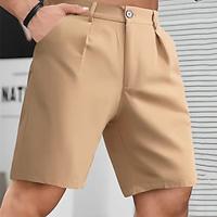 Men's Chinos Chino Shorts Button Pocket Plain Comfort Formal Party Work Fashion Classic Style Black Khaki Micro-elastic Lightinthebox - thumbnail