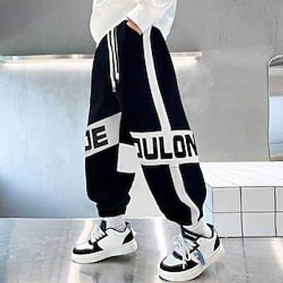 Kids Boys Sweatpants Trousers Solid Color Comfort Pants School Sports Daily 2310 black without velvet 437 black without velvet 2311 black without velvet Lightinthebox