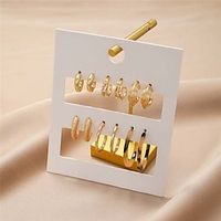 6 Pairs Hoop Earrings For Women's Party Evening Gift Date Alloy Classic Fashion Lightinthebox - thumbnail