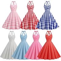 50s Red Dress for Women Costumes 1950s Vintage Outfits Halloween Christmas Xmas Cosplay Prom Dress Lightinthebox - thumbnail