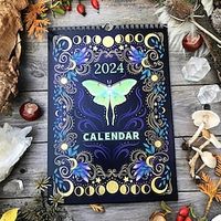 New Year Dark Forest Lunar Calendar 2024 Colorful Wall Hanging Calendars With 12 Original Illustrations Mysterious Animals Calendars  Wheel Of Phase Astrology Art Decor Lightinthebox - thumbnail