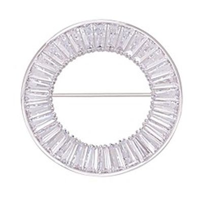 obonnie 1.8 micro pave cubic zirconia large ring circle brooch pin cardigan scarf holder party jewelry (silver) miniinthebox