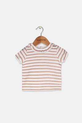 Toddlers Baby Stripe Short Sleeve Tops White Toddlers Baby Stripe Short Sleeve Tops White