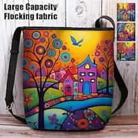 Women's Crossbody Bag Shoulder Bag Bucket Bag Oxford Cloth Nylon Shopping Daily Holiday Print Large Capacity Waterproof Lightweight Flower Outdoor Scene Yellow Blue Purple Lightinthebox