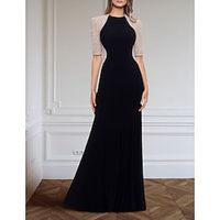 Sheath  Column Evening Gown Elegant Dress Formal Floor Length Half Sleeve Jewel Neck Sequined with Glitter Sequin 2023 Lightinthebox - thumbnail