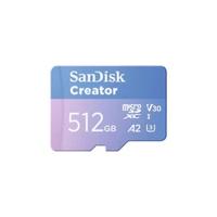 SanDisk Creator microS Card UHS-I with Adapter 512GB Up to 190MB/s Read speeds Up to 130MB/s Write Speed [SDSQXAV-512G-IN6MS]