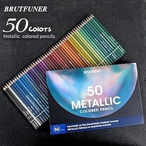 Brutfuner 50 Colors Metallic Pencil Drawing Sketch Set Soft Wood Golden Color Pencil For School Student Stationery Art Supplies miniinthebox