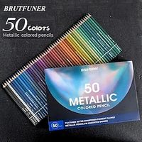 Brutfuner 50 Colors Metallic Pencil Drawing Sketch Set Soft Wood Golden Color Pencil For School Student Stationery Art Supplies miniinthebox - thumbnail