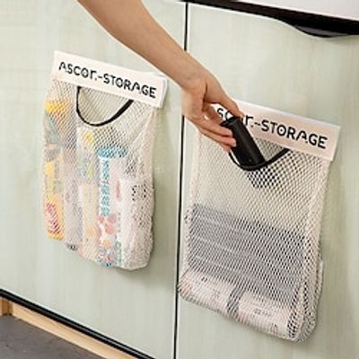 1234PC Kitchen Garbage Bag Storage Tool Wall Mounted Large Capacity Storage Bag Plastic Bag Storage Velcro Mesh Pocket Lightinthebox