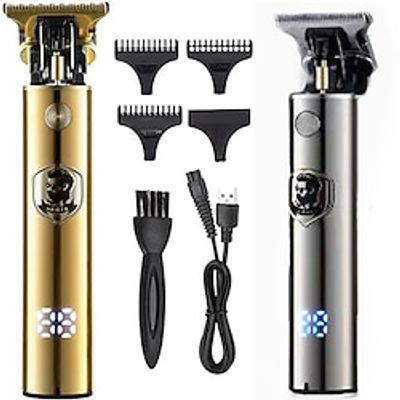 Oil Head Hair Clipper Crystal Display Hair Trimmer USB Rechargeable Engraving T Type Zero Knife Head Electric Clipper Beard Trimmer Lightinthebox