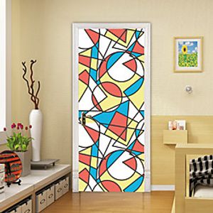 2pcs Self-adhesive Creative Geometric Mosaic Door Stickers For Living Room Diy Decorative Home Waterproof Wall Stickers Lightinthebox