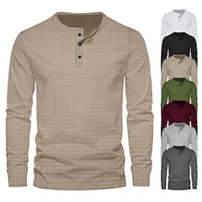 Men's T shirt Tee Henley Shirt Waffle Knit Tee Tee Top Long Sleeve Shirt Plain Henley Street Vacation Long Sleeve Clothing Apparel Fashion Designer Basic Lightinthebox Men's T shirt Tee Henley Shirt Waffle Knit Tee Tee Top Long Sleeve Shirt Plain Henley Street Vacation Long Sleeve Clothing Apparel Fashion Designer Basic Lightinthebox
