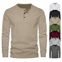 Men's T shirt Tee Henley Shirt Waffle Knit Tee Tee Top Long Sleeve Shirt Plain Henley Street Vacation Long Sleeve Clothing Apparel Fashion Designer Basic Lightinthebox - thumbnail