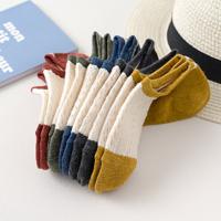 5 pairs of contrast color summer pure cotton thin mesh ladies invisible boat socks shallow mouth non-slip women's socks