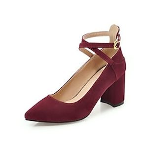 Women's Heels Chunky Heel Pointed Toe Minimalism Daily PU Leather Ankle Strap Spring Summer Solid Colored Black Green Red miniinthebox
