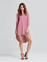 Brief Solid Button O Neck Irregular Cotton Dress