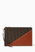 Flat Pouch in Leather & FF Canvas Flat Pouch in Leather & FF Canvas