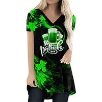 Women's Casual Dress T Shirt Dress Tee Dress Shamrock Print Pocket V Neck Mini Dress Streetwear St.Patrick's Day Street Short Sleeve Loose Fit Olive Green Black Light Green Summer Spring S M L XL 2XL Lightinthebox - thumbnail