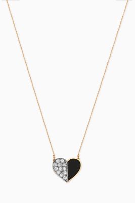 Deep Space Diamond Necklace with Onyx in 14kt Rose Gold