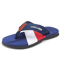 Men's Slippers  Flip-Flops Slippers Flip-Flops Outdoor Slippers Casual Beach Home Daily Canvas Breathable Black Dark Green Dark Blue Color Block Summer Spring miniinthebox - thumbnail