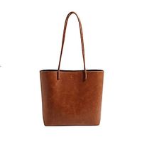 Women's Shoulder Bag PU Leather Daily Large Capacity Solid Color Black Brown Coffee Lightinthebox - thumbnail