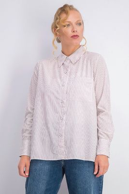 Womens Striped Modal Shirt Off White Womens Striped Modal Shirt Off White