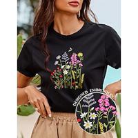 Women's Summer Tops Blouse Embroidered Black Short Sleeve Crew Neck Summer Lightinthebox