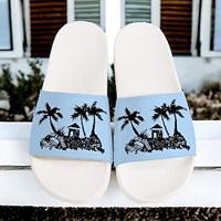 Men's Slippers Flip-Flops Slippers Print Shoes Casual Beach Vacation PVC Waterproof Comfortable Slip Resistant White Blue Summer Lightinthebox