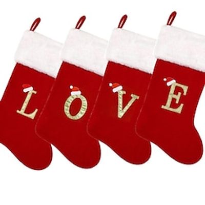 Christmas Stockings Red Velvet With White Super Soft Cuff Embroidered Xmas Stockings Classic Stocking Decorations For Family Holiday Season Decor Lightinthebox