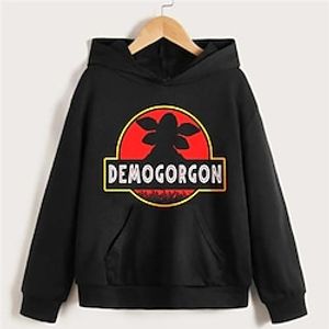 Kids Boys Hoodie Stranger Things Long Sleeve 3D Print Letter Pocket Black Children Tops Fall Spring Active Fashion Daily Daily Indoor Outdoor Regular Fit 3-13 Years Lightinthebox