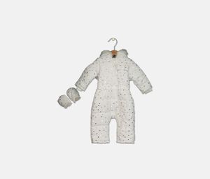 Toddler Girls Heart Hoodie Coverall  White