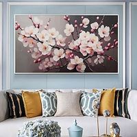 Handmade Oil Painting Canvas Wall Art Decoration Modern Flowers Peach Blossom Living Room Dining Bedroom Decorative painting for Home Decor Rolled Frameless Unstretched Painting Lightinthebox