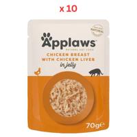 Applaws Chicken with Liver in Jelly Adult Wet Cat Food 70g Pouch Pack Of 10