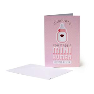 Legami Large Greeting Card - Baby Girl - Mini Human - Baby Born (11.5 x 17 cm)