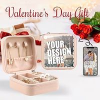 Personalized Travel Jewelry Case Customized Small Jewelry Box Jewelry Organizer Storage Case Portable PU Leather Mini Jewelry Travel Case for Girls Womens Valentine's Day Gift Lightinthebox - thumbnail