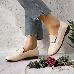 Women's Flats Plus Size Classic Loafers Soft Shoes Daily Buckle Flat Heel Round Toe Classic Casual Comfort Faux Leather Loafer Black Brown Beige Lightinthebox