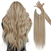 Sunny Blonde Hair Extensions Invisible Wire Hair Extensions Blonde Highlights Hairpiece Golden Blonde Highlighted Dark Ash Blonde Wire Hair Extensions Real Human Hair 20Inch 100G Lightinthebox - thumbnail