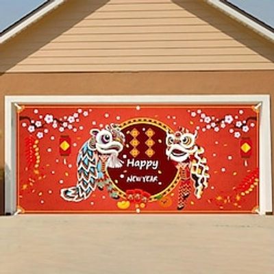 Dragon Chinese New Year Outdoor Garage Door Cover Banner Beautiful Large Backdrop Decoration for Outdoor Garage Door Home Wall Decorations Event Party Parade Lightinthebox