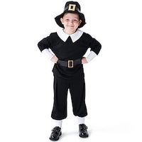 Pilgrim Cosplay Costume Outfits Kid's Boys Cosplay Carnival Performance Halloween Thanksgiving Easy Halloween Costumes Lightinthebox - thumbnail