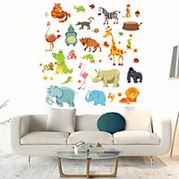 Cartoon Animals Wall Stickers Living Room Kids Room Kindergarten Removable Pre-pasted PVC Home Decoration Wall Decal 1pc miniinthebox - thumbnail