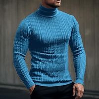 Men's Pullover Sweater Jumper Turtleneck Sweater Knit Sweater Ribbed Knit Knitted Plain Roll Neck Keep Warm Casual Daily Wear Vacation Clothing Apparel Fall  Winter Wine Black M L XL miniinthebox - thumbnail