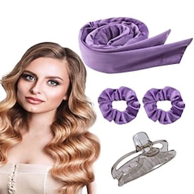 4 Pcs Heatless Hair Rollers Kit, Non Slip No Heat Curling Headband For Long Hair, Heatless Curls Ribbon With Hair Clip  Scrunchie For Women Girls Lightinthebox