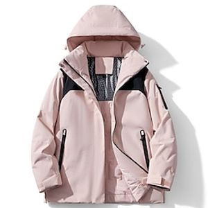 Women's Waterproof Hiking Jacket Rain Jacket Hiking Windbreaker Winter Outdoor Patchwork Thermal Warm Waterproof Windproof Outerwear Winter Jacket Full Length Hidden Zipper Fishing Camping  Hiking Lightinthebox