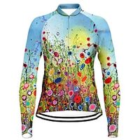 21Grams Women's Cycling Jersey Long Sleeve Bike Top with 3 Rear Pockets Mountain Bike MTB Road Bike Cycling Breathable Quick Dry Moisture Wicking Reflective Strips Blue Floral Botanical Polyester Lightinthebox - thumbnail
