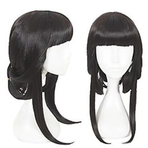 Cosplay Costume Wig Cosplay Wig Zhen Ji King of Glory Straight Cosplay Halloween With Bangs Wig Medium Length Black Synthetic Hair 18 inch Women's Anime Cosplay Classic Black Lightinthebox