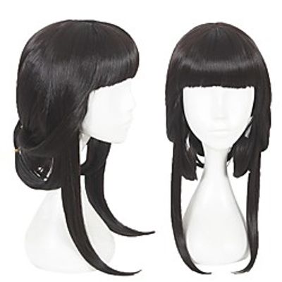 Cosplay Costume Wig Cosplay Wig Zhen Ji King of Glory Straight Cosplay Halloween With Bangs Wig Medium Length Black Synthetic Hair 18 inch Women's Anime Cosplay Classic Black Lightinthebox