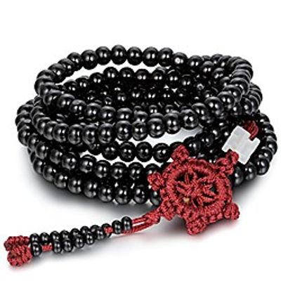 Black Wood Prayer Mala Tibetan Buddhist Beads Bracelet Link Wrist Necklace Chain Lightinthebox