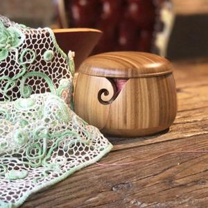 Wooden Bamboo Yarn Bowl Holder