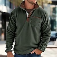 Men's Sweatshirt Polar Fleece Army Green Standing Collar Color Block Sports  Outdoor Daily Holiday Streetwear Basic Casual Fall  Winter Clothing Apparel Hoodies Sweatshirts  Lightinthebox - thumbnail